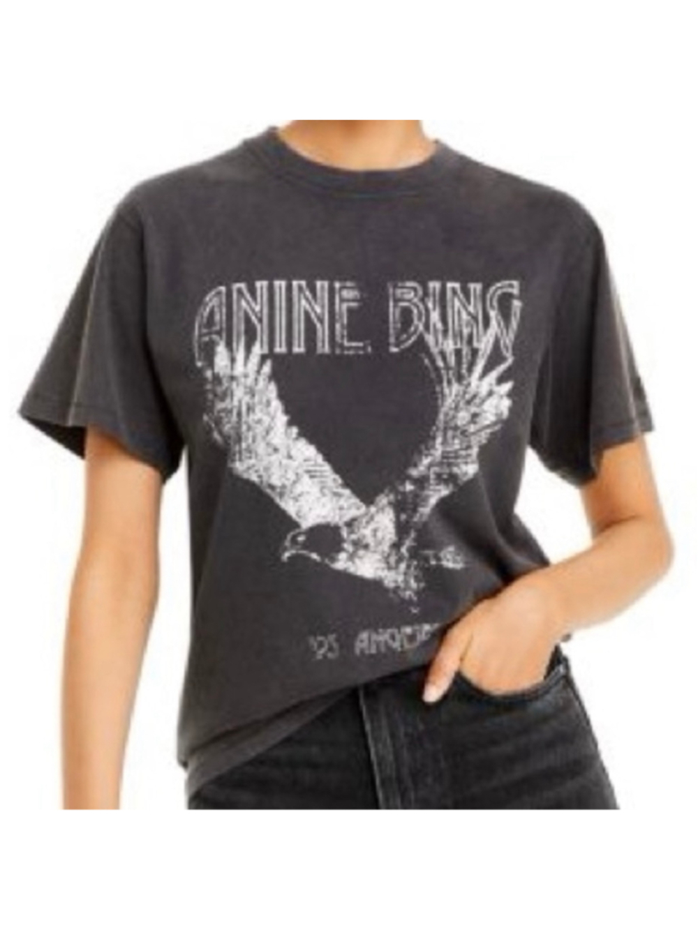 Women's Anine Bing Graphic Short Sleeve Tee, Size M, Black and White